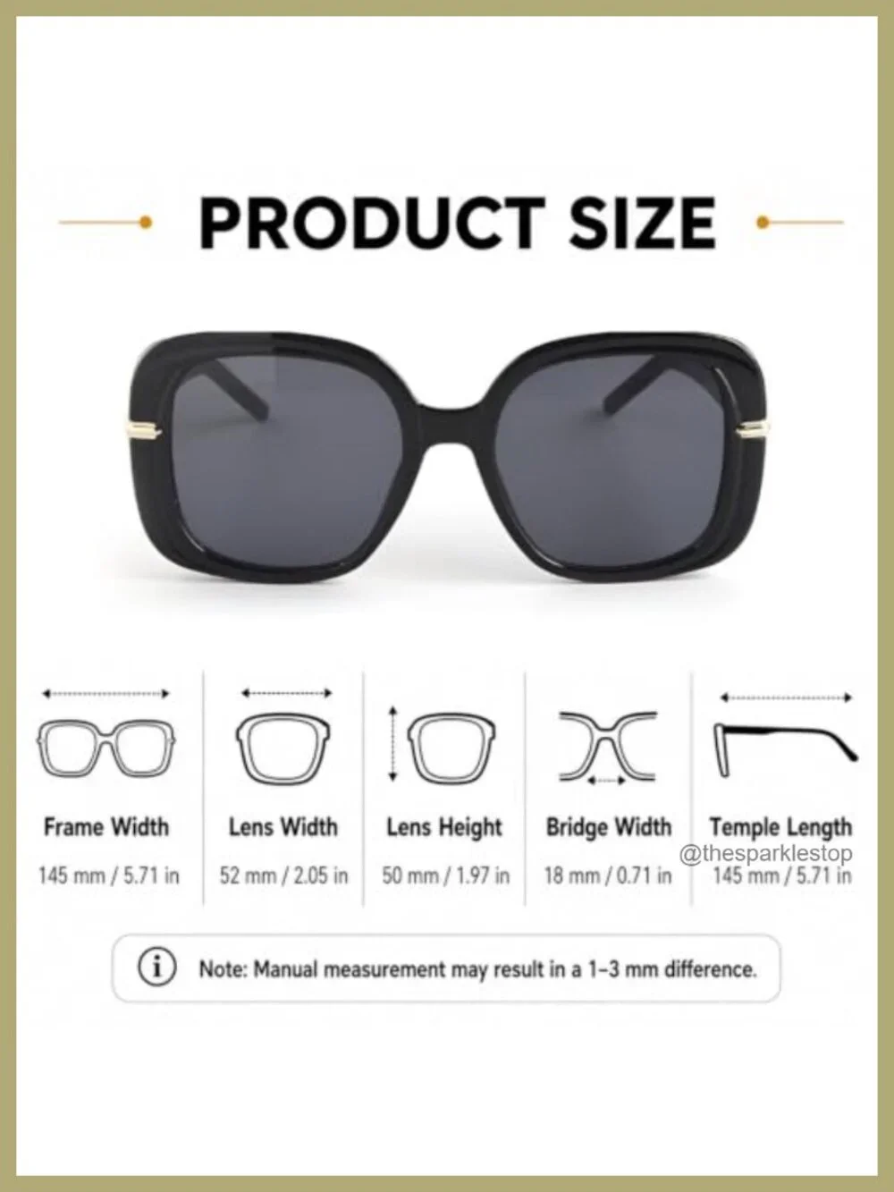 Oversized Square Sunglasses UV400 Thick Frame Retro Y2K